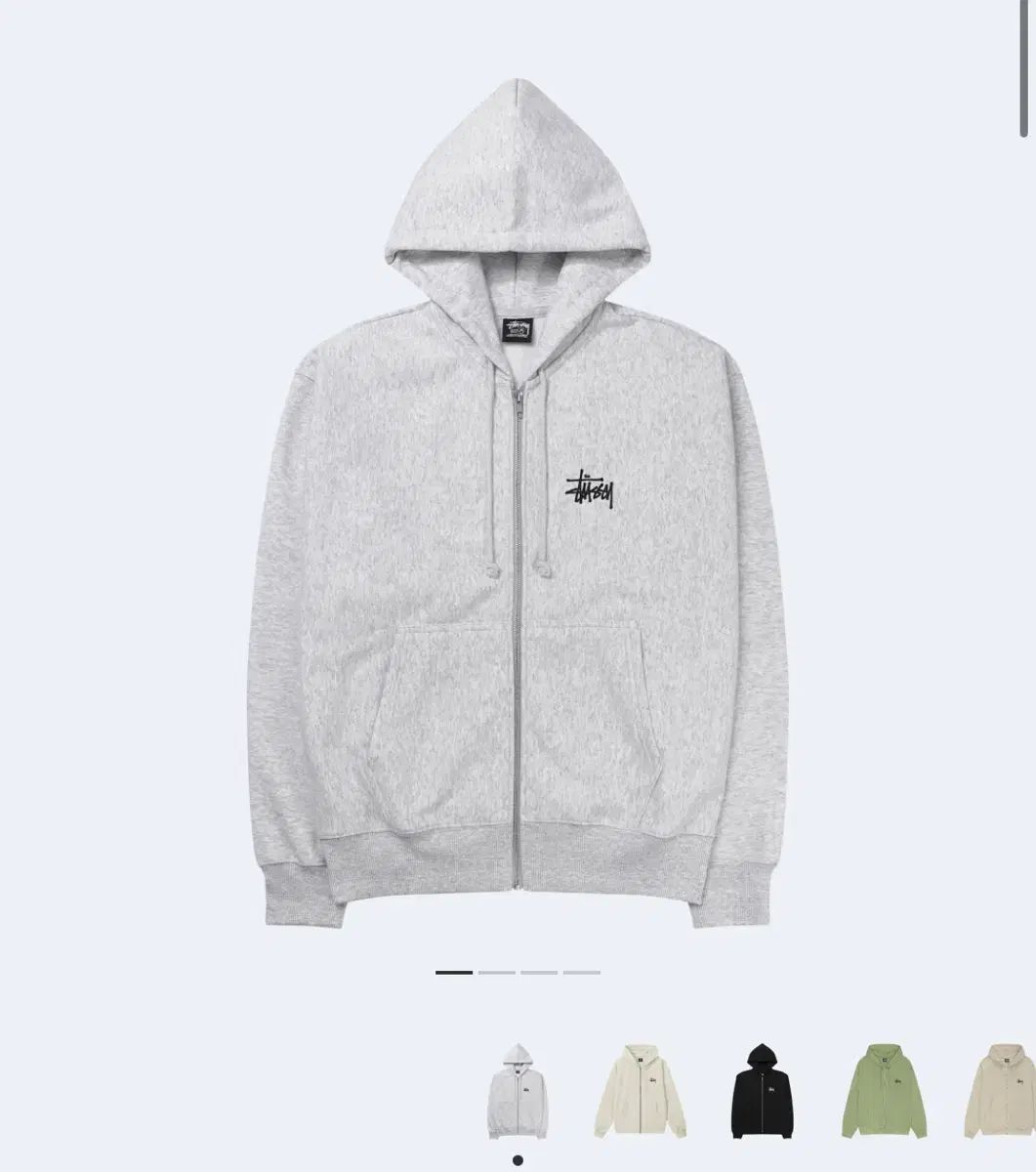 STUSSY ベーシック フードジップアップ アッシュヘザー S