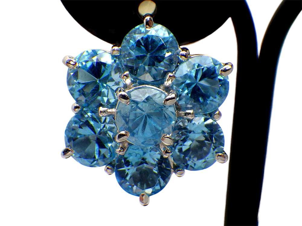 ブルートパーズ イヤリング K 18 Pt 900 7.83 g