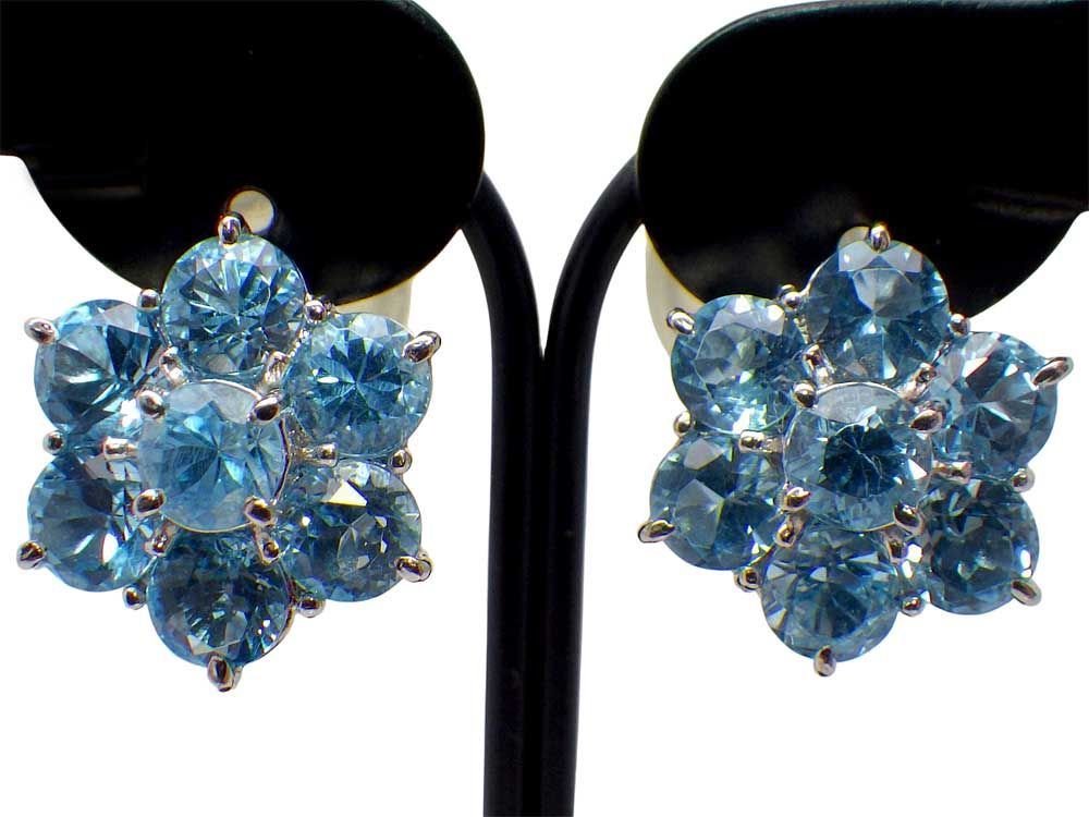 ブルートパーズ イヤリング K18 Pt900 7.83g