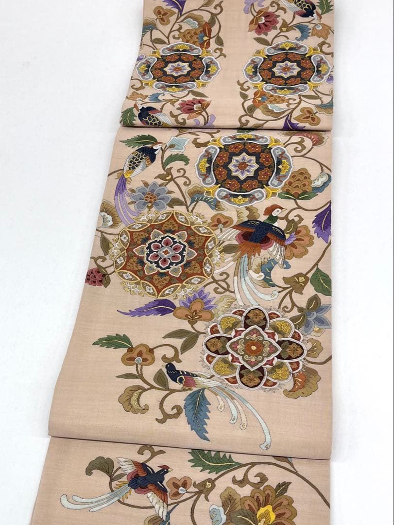 明綴れ 手織 袋帯 鳳凰 鳥 唐花 華紋 正絹 お太鼓柄 D150 - メルカリ