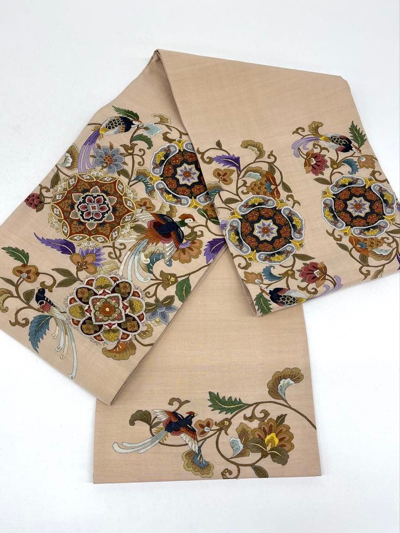 明綴れ 手織 袋帯 鳳凰 鳥 唐花 華紋 正絹 お太鼓柄 D150 - メルカリ