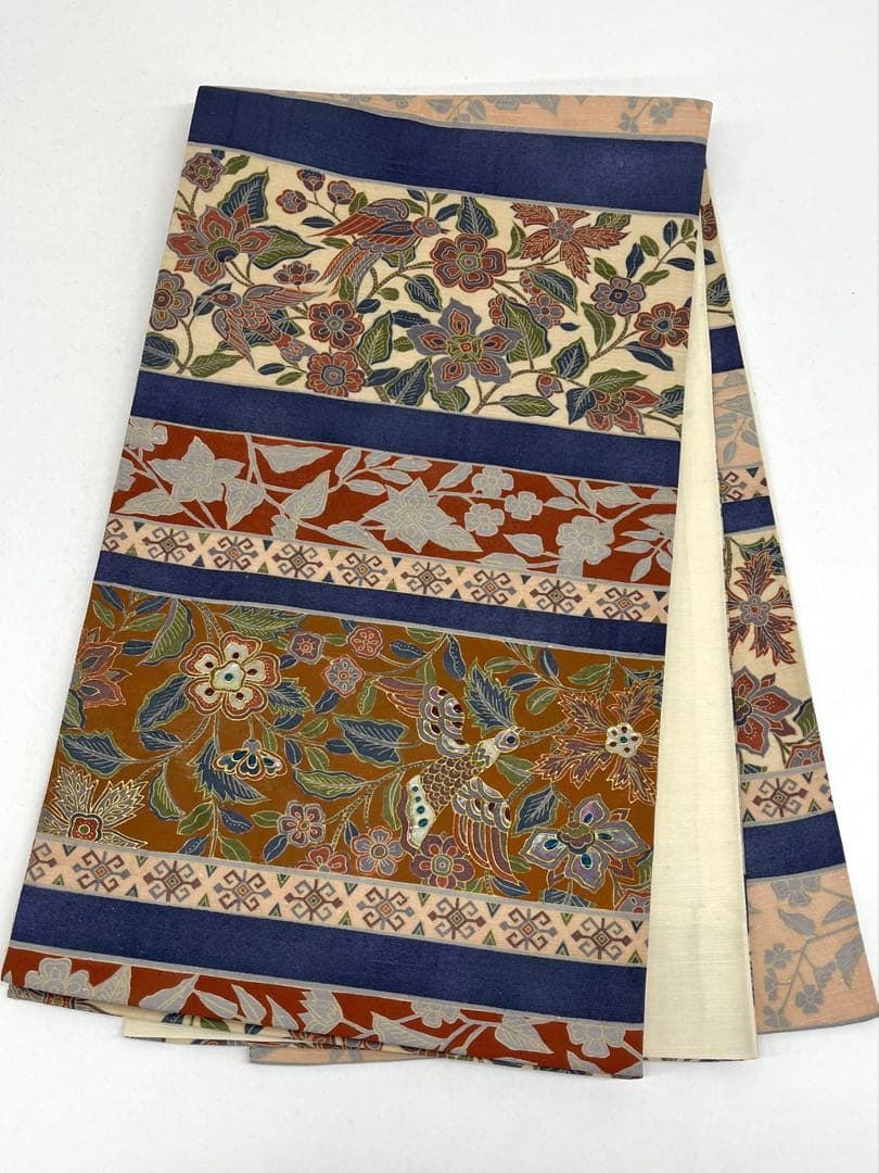 螺鈿細工 全通 袋帯 金彩 鳥 正絹 D152 - メルカリ