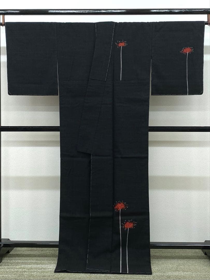 蚕輝来 丹下雄介工房 手作業染織 正絹 天然染 蚕輝来染 彼岸花 A071 