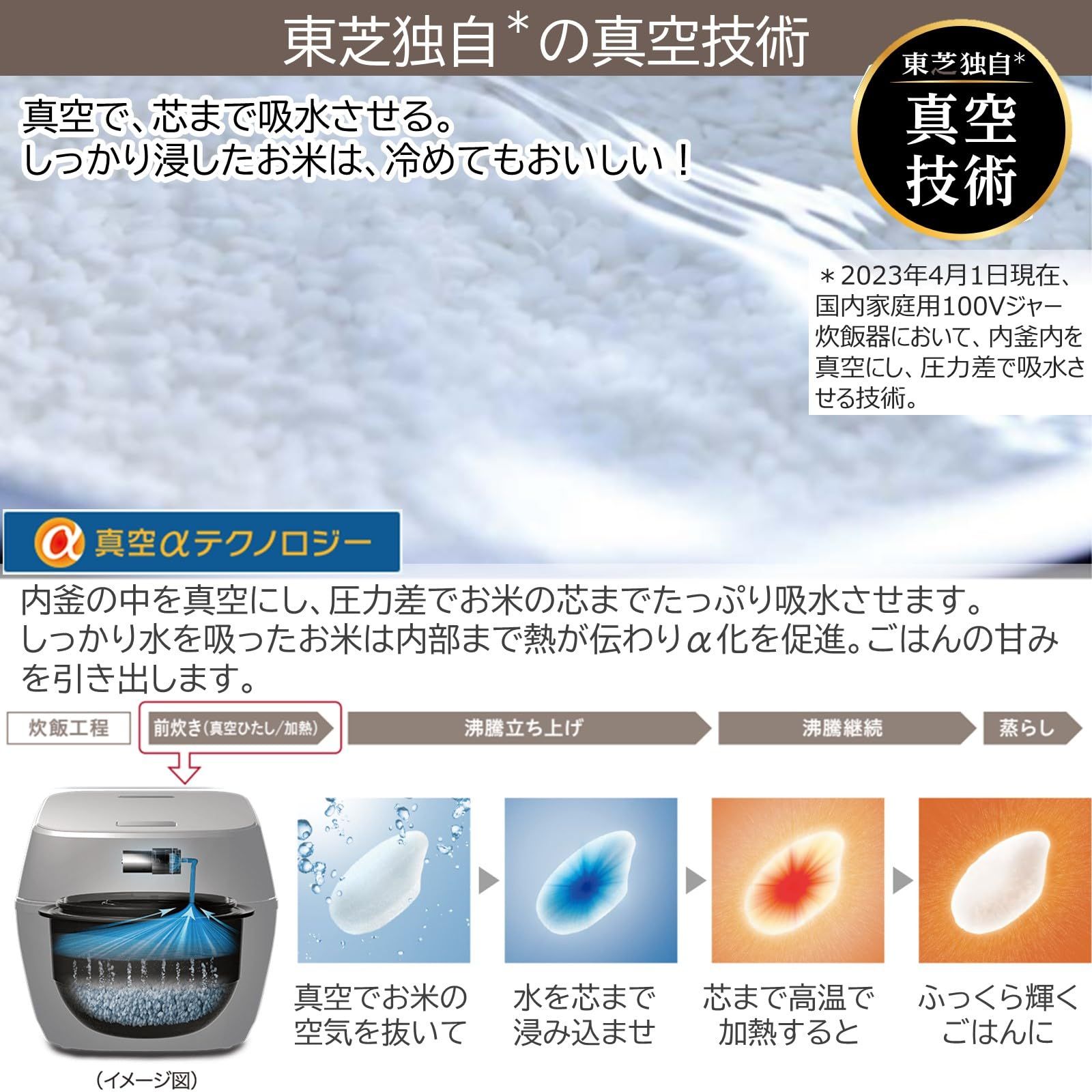 TOSHIBA 東芝 炊飯器 炎匠炊き 5 5合 RC 10 VRV K グランブラック 真空IH rice cooker 真空ひたし 真空保温白米40時間 モデル ブラック