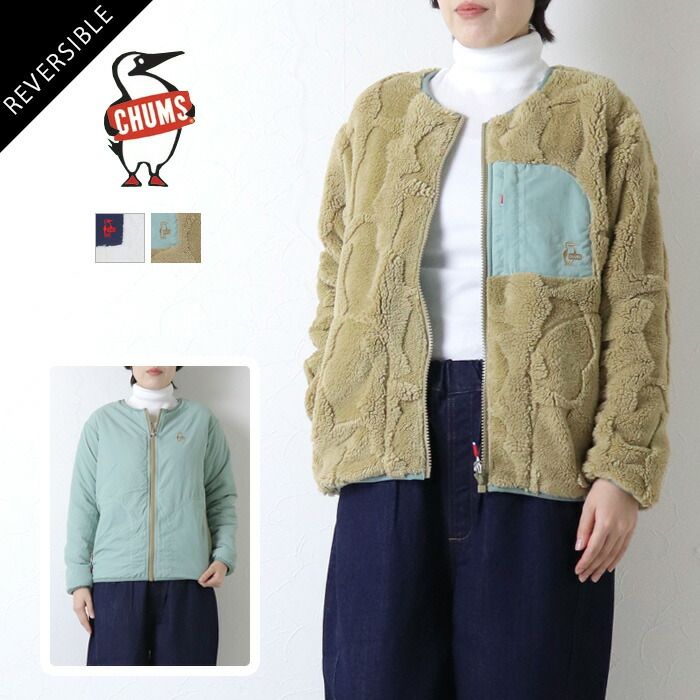 チャムス CHUMS ブービーエルモリバーシブルジャケット CH14-1478 ブルゾン ワンポイント レディース 2025秋冬