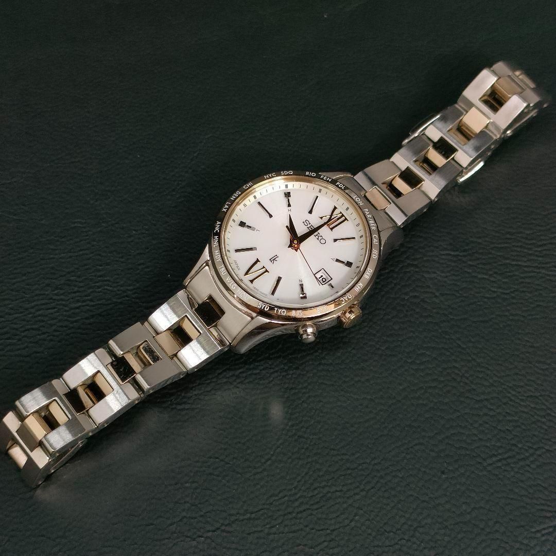 SEIKO セイコー ルキア ホワイト ゴールド 電波ソーラー 腕時計 金属ベルト 時計