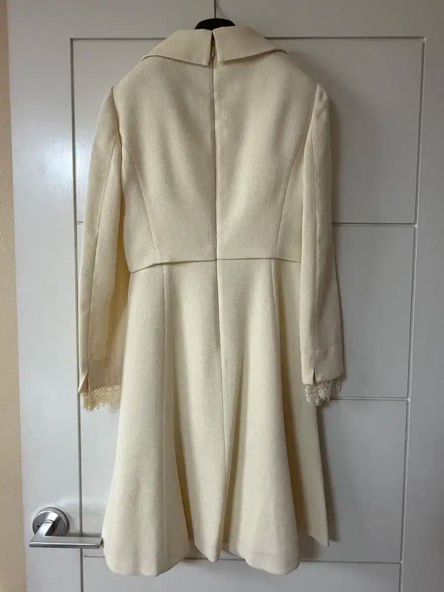  JJ JIGOTT クリーム スーツ フ ONE PIECE レース 袖 長袖 七分袖 ひざ丈ワンピース