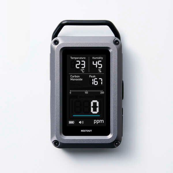 NESTOUT 一酸化炭素アラーム 3in1｜温湿度計付き USB-C充電式 約5日稼働｜IP54防塵防水 ピーク表示 自己診断 3段階アラーム｜キャンプ テント 防災