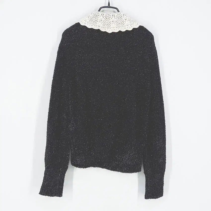 マイン レディース 冬 Vネック 銀糸パール ニットカーディガン ブラック 90 HU41392
