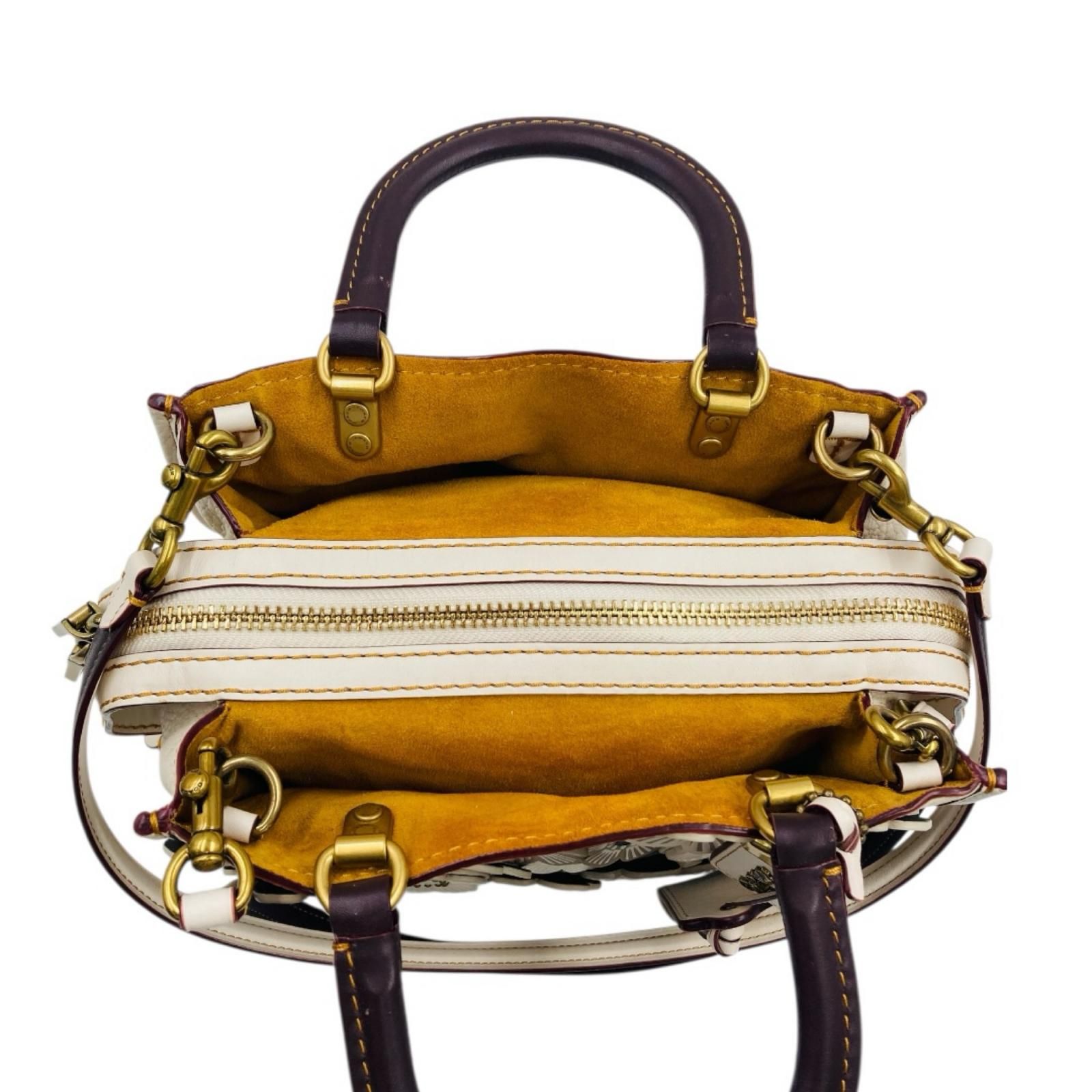 COACH コーチ ローグ25 ティーローズ ハンドバッグ 2way レザー 白