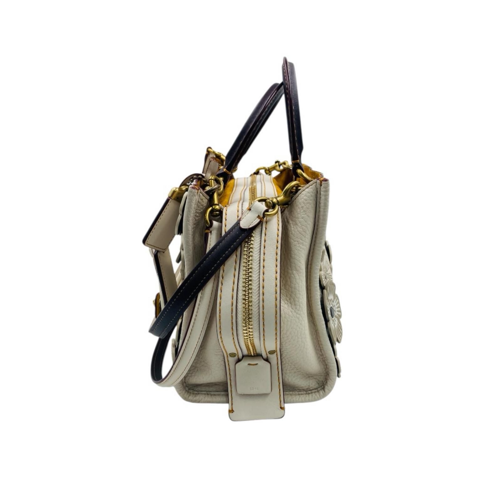 COACH コーチ ローグ25 ティーローズ ハンドバッグ 2way レザー 白