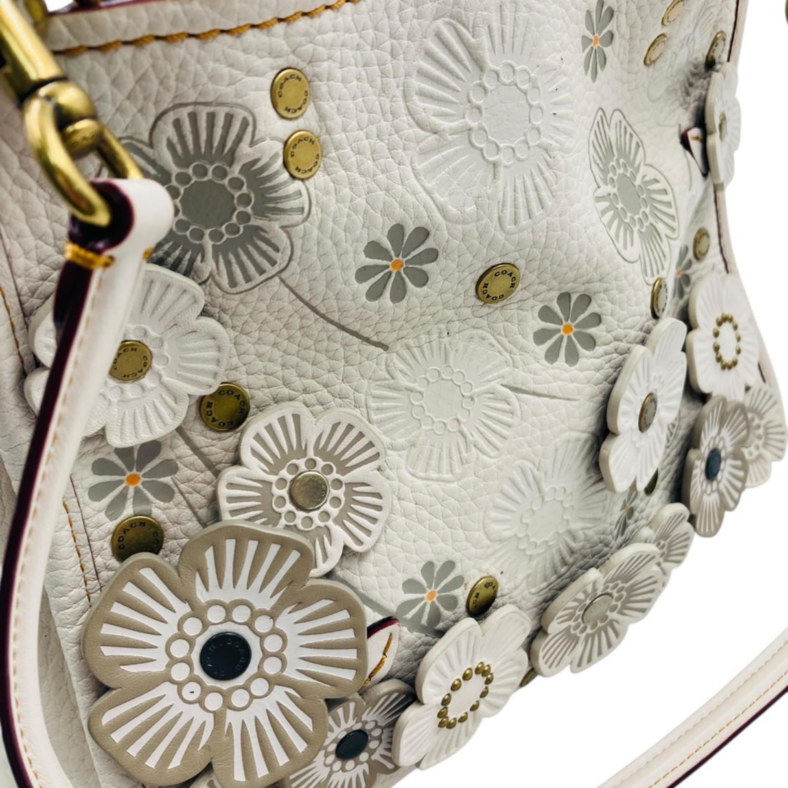 COACH コーチ ローグ25 ティーローズ ハンドバッグ 2way レザー 白 