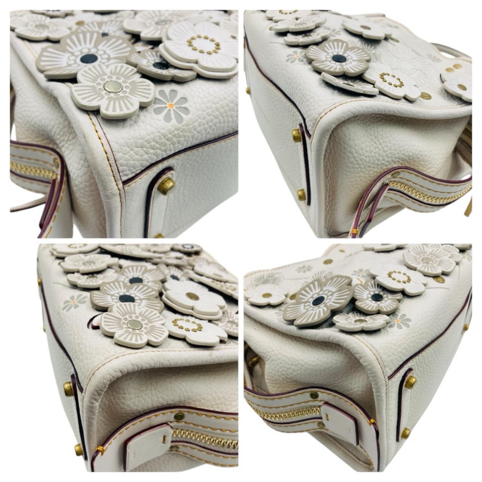 COACH コーチ ローグ25 ティーローズ ハンドバッグ 2way レザー 白