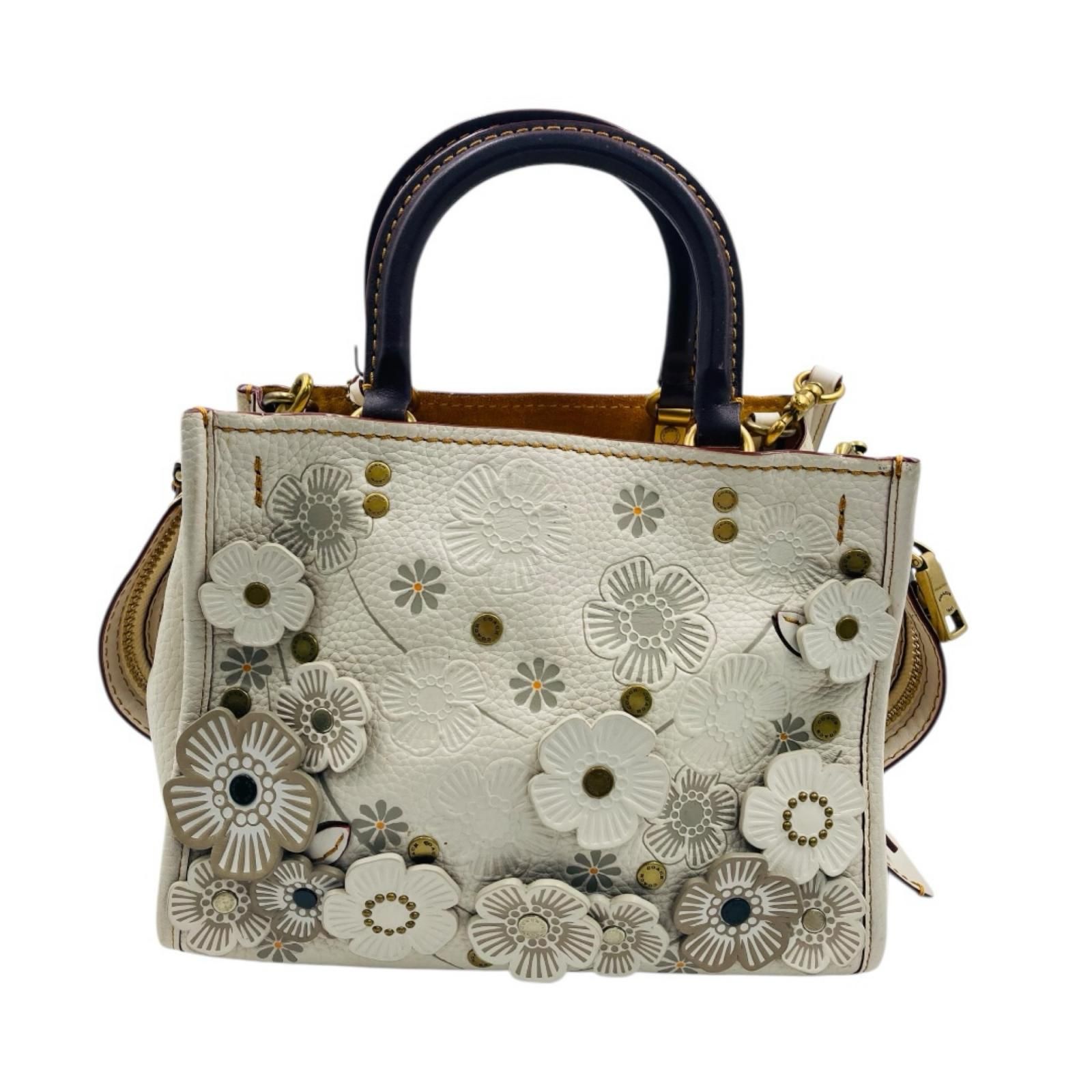 COACH コーチ ローグ25 ティーローズ ハンドバッグ 2way レザー 白