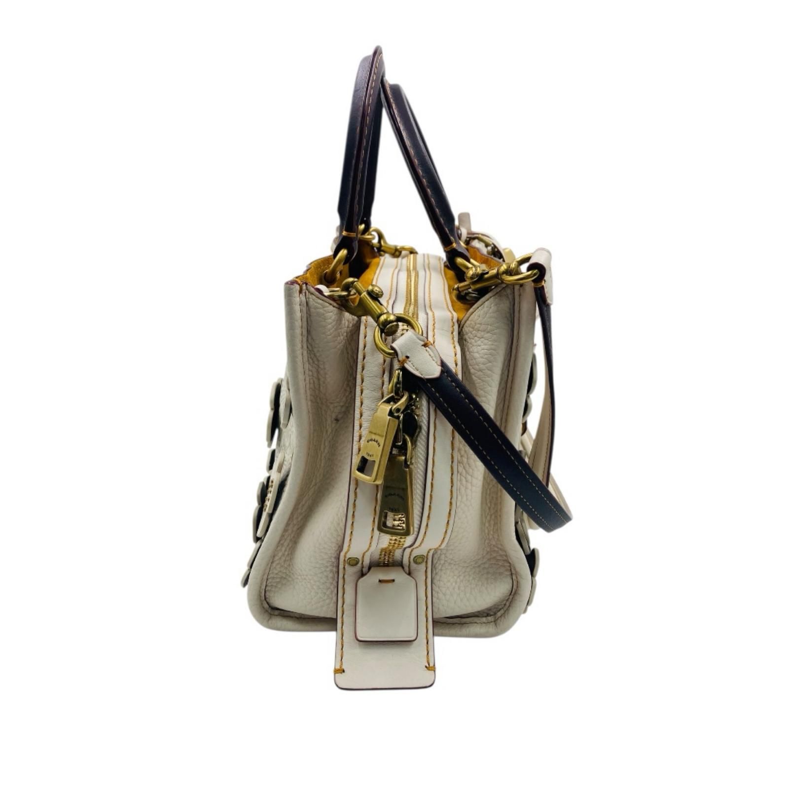 COACH コーチ ローグ25 ティーローズ ハンドバッグ 2way レザー 白