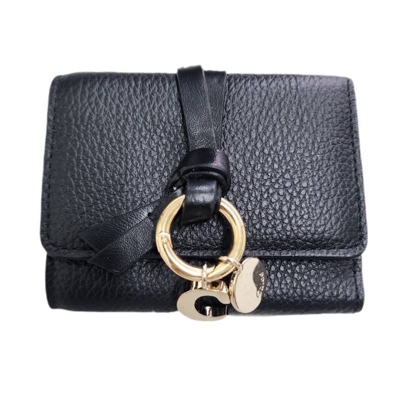 Chloe クロエ Alphabet アルファベット ミニトリフォールド ブラック 本革 レザー 三つ折り財布 レディース 22511K309