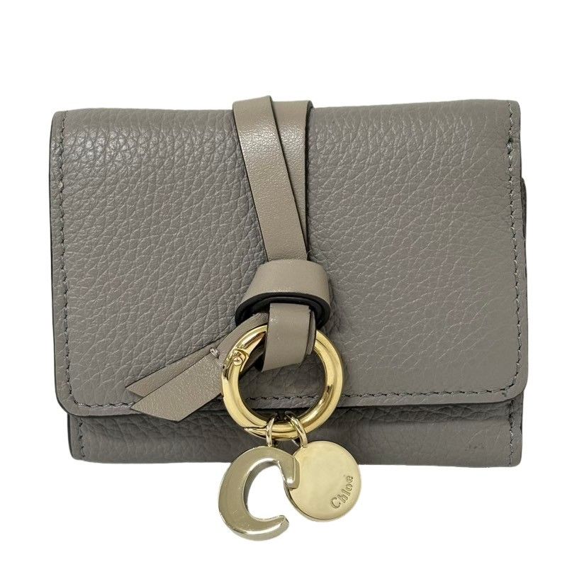 Chloe クロエ Alphabet アルファベット ミニトリフォールド グレー 本革 レザー 三つ折り財布 レディース 22511K308