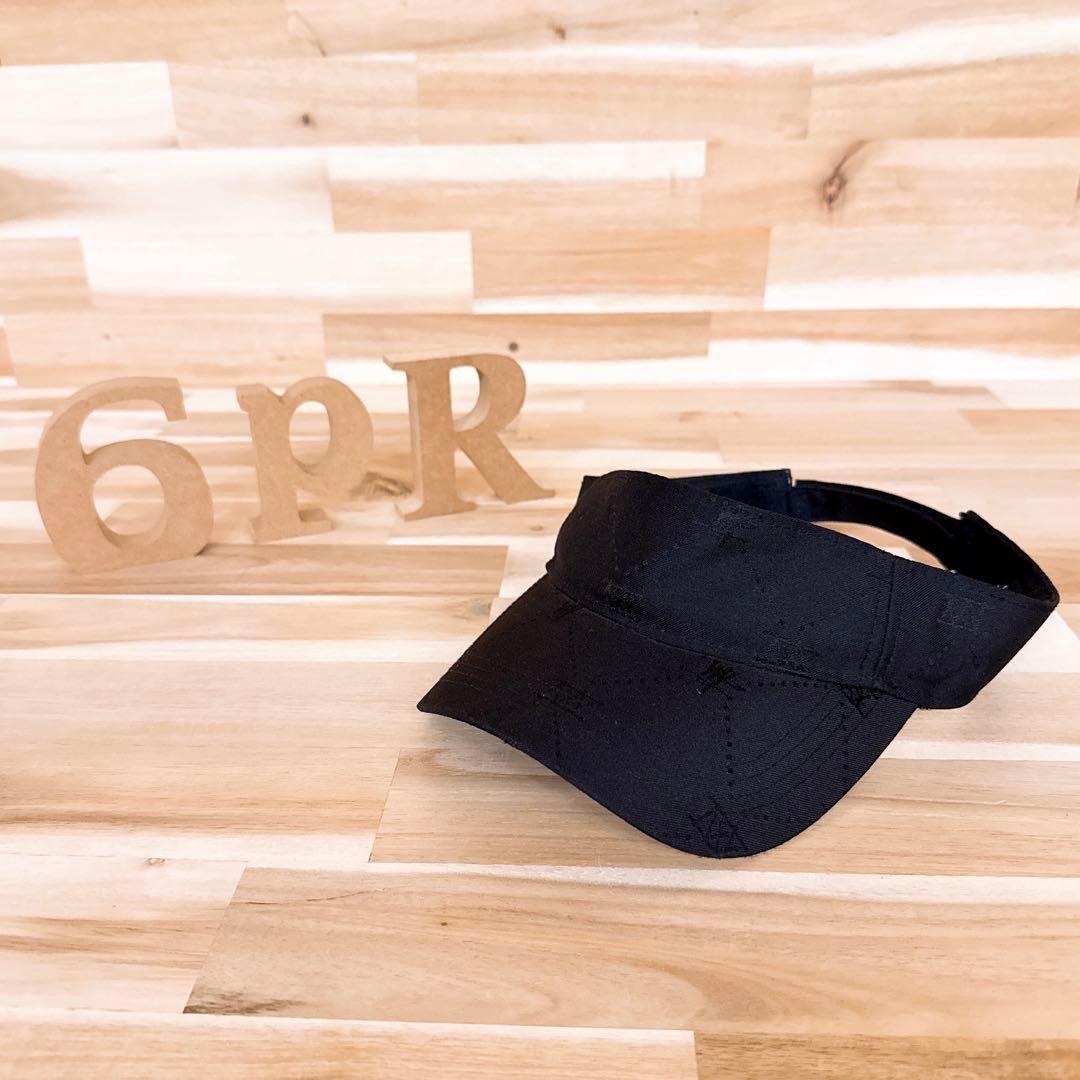 ステューシー シャドーXXVロゴ ナイロン サンバイザー 総柄 ゴルフ 黒