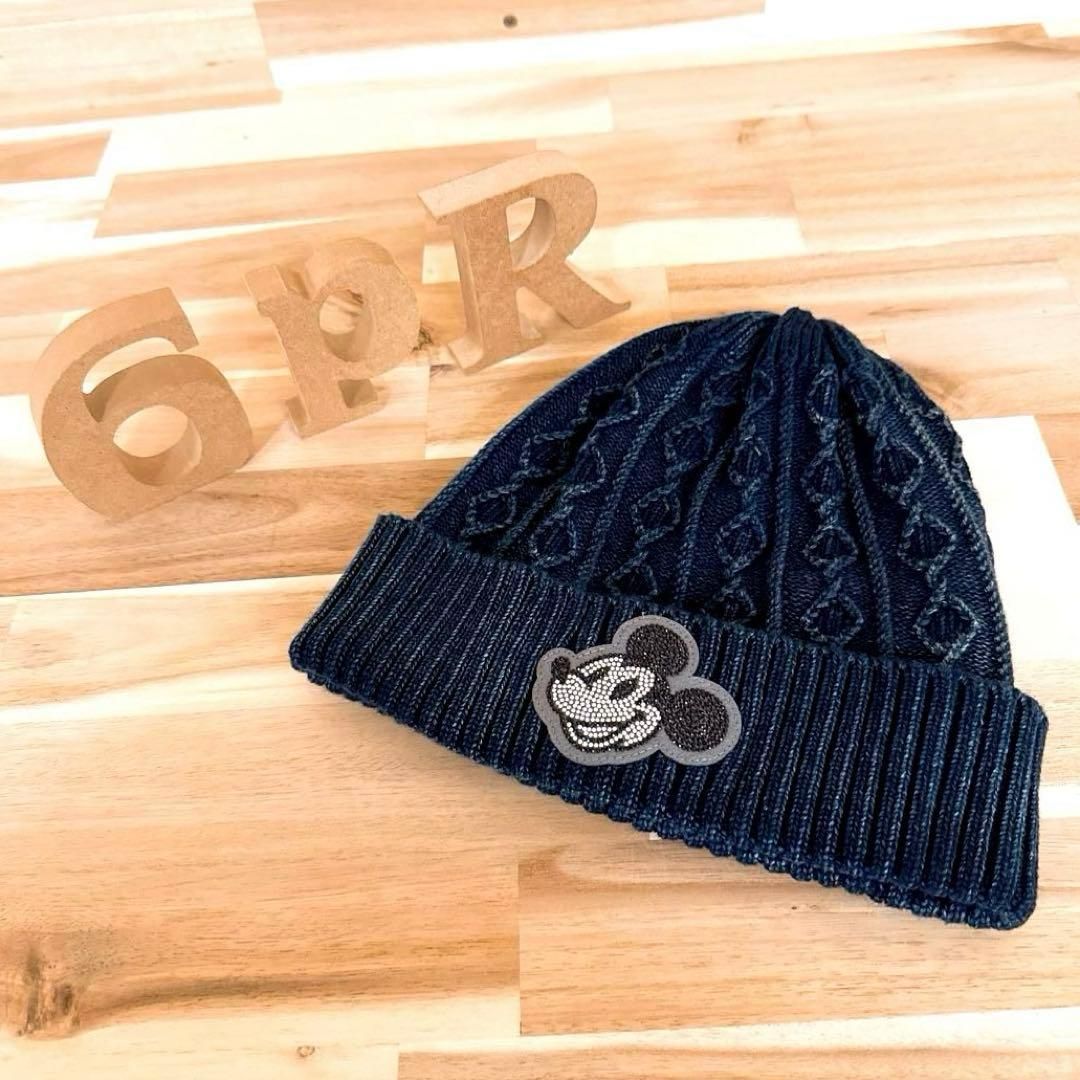 激 ウノピゥウノウグァーレトレ×ディズニー コラボ ミッキー ニット帽 紺