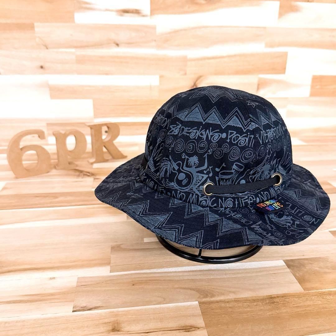 激 ステューシー×タワーレコード コラボ サファリハット 黒×グレー