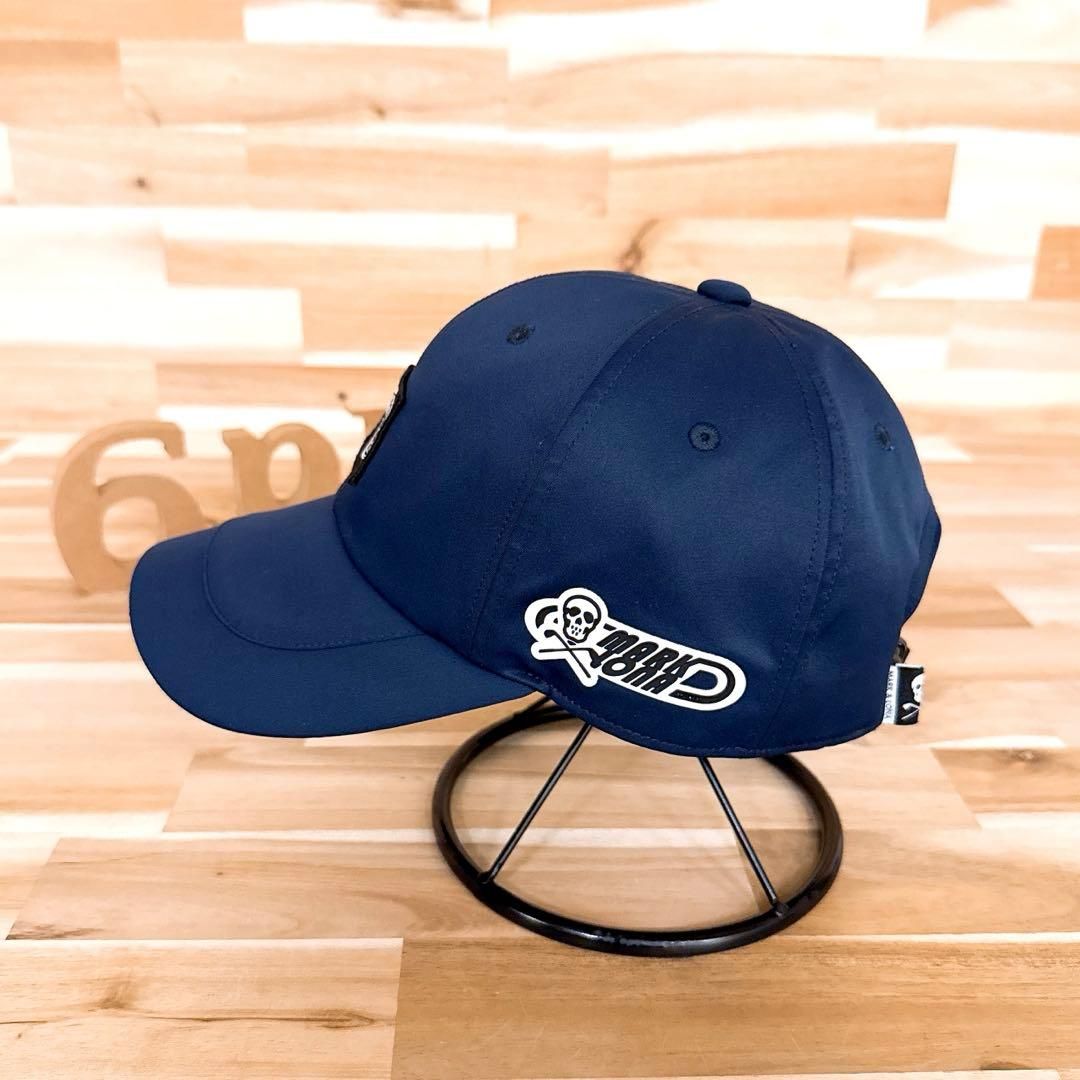 【マークアンドロナ】ナイロン スクエア ワッペン スカルロゴ キャップ紺ネイビー マークアンドロナ】ナイロン スクエア ワッペン スカルロゴ キャップ紺