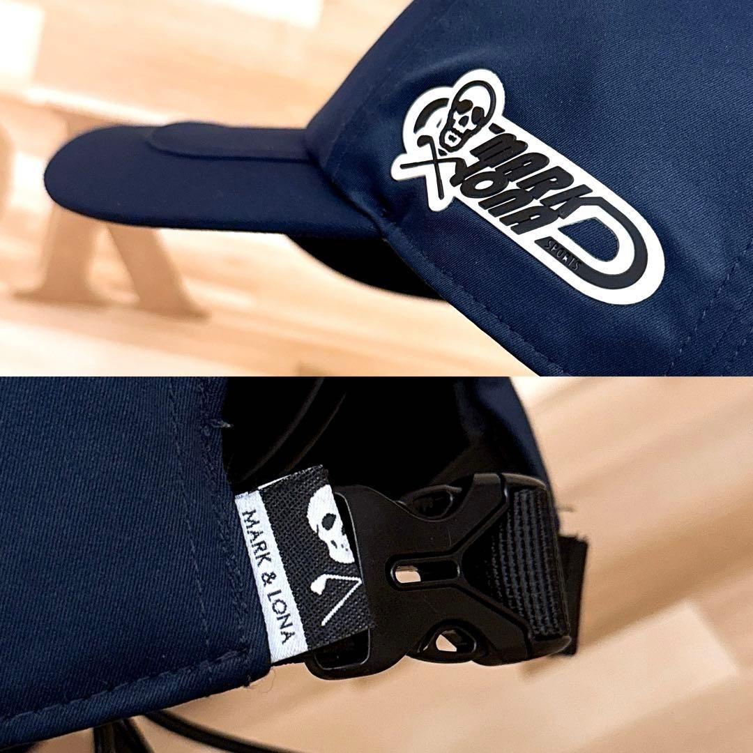 【マークアンドロナ】ナイロン スクエア ワッペン スカルロゴ キャップ紺ネイビー マークアンドロナ】ナイロン スクエア ワッペン スカルロゴ キャップ紺