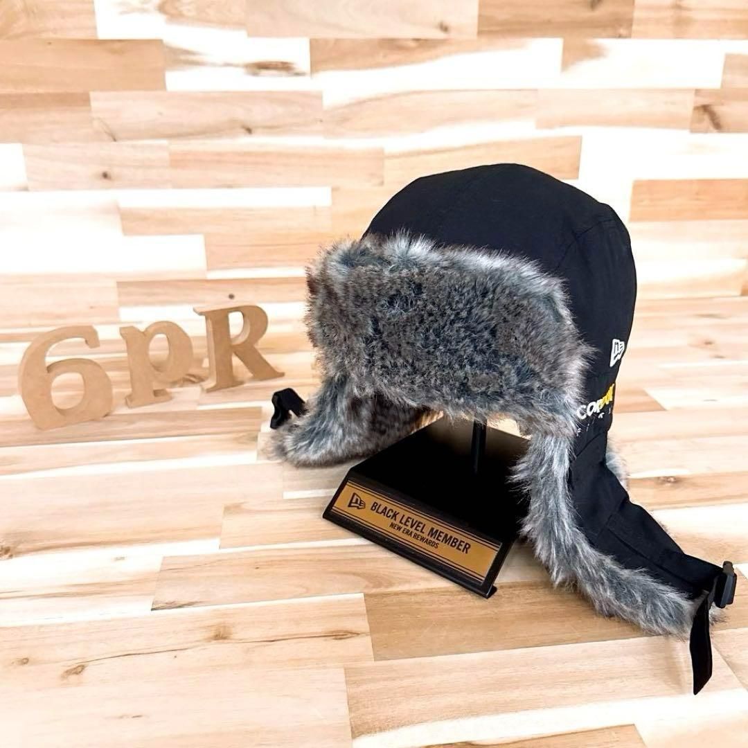 ニューエラ×コーデュラ コラボ ファー フライトキャップ L 黒×白