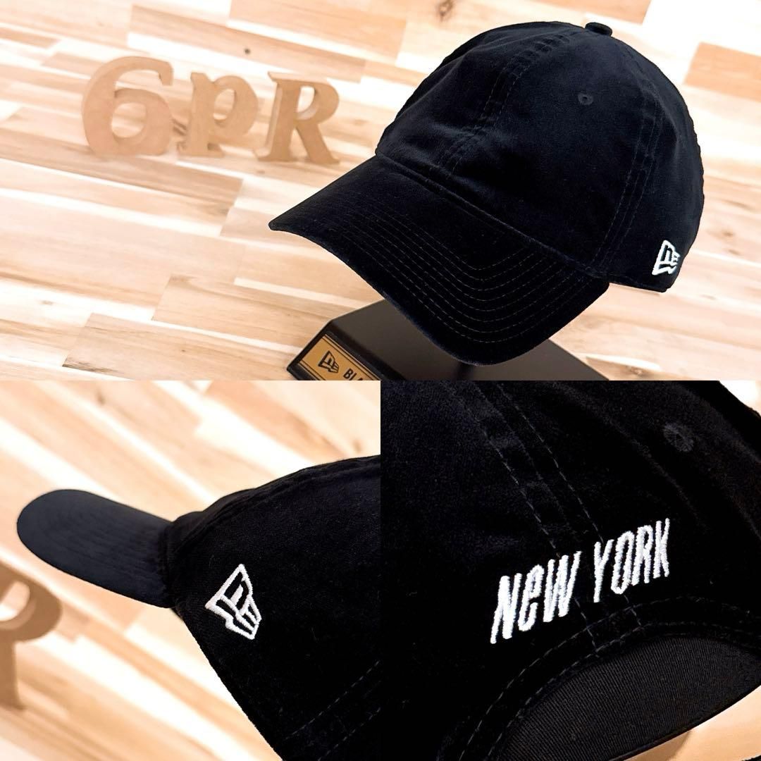 ニューエラ ニューヨーク ベロア キャップ シンプル 黒ブラック×白