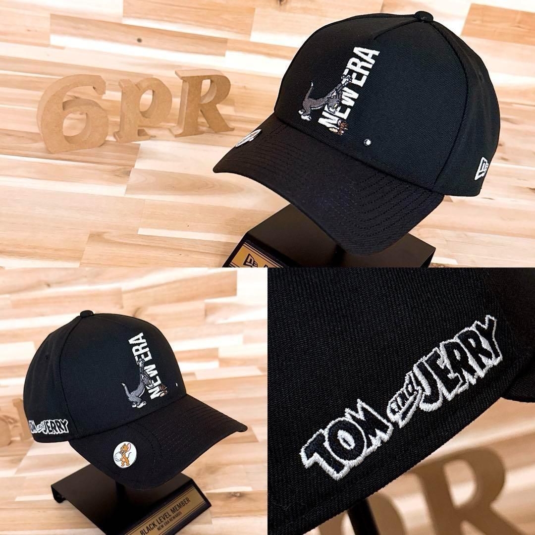 激 ニューエラ×トムとジェリー コラボ キャップ ゴルフ 黒×白