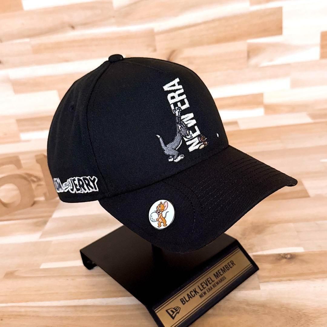 激 ニューエラ×トムとジェリー コラボ キャップ ゴルフ 黒×白