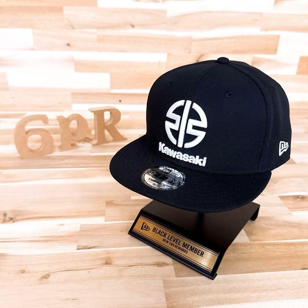 超激 ニューエラ×カワサキ コラボ リバーマーク 3Dロゴ キャップ 黒
