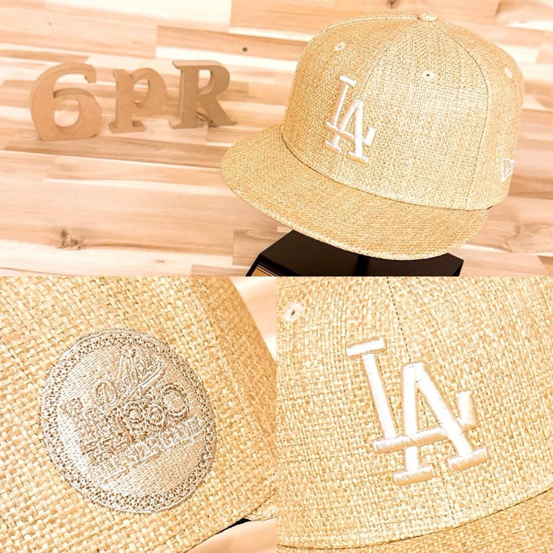 超激 ニューエラ×ドジャース ペーパー ストロー キャップ ベージュ