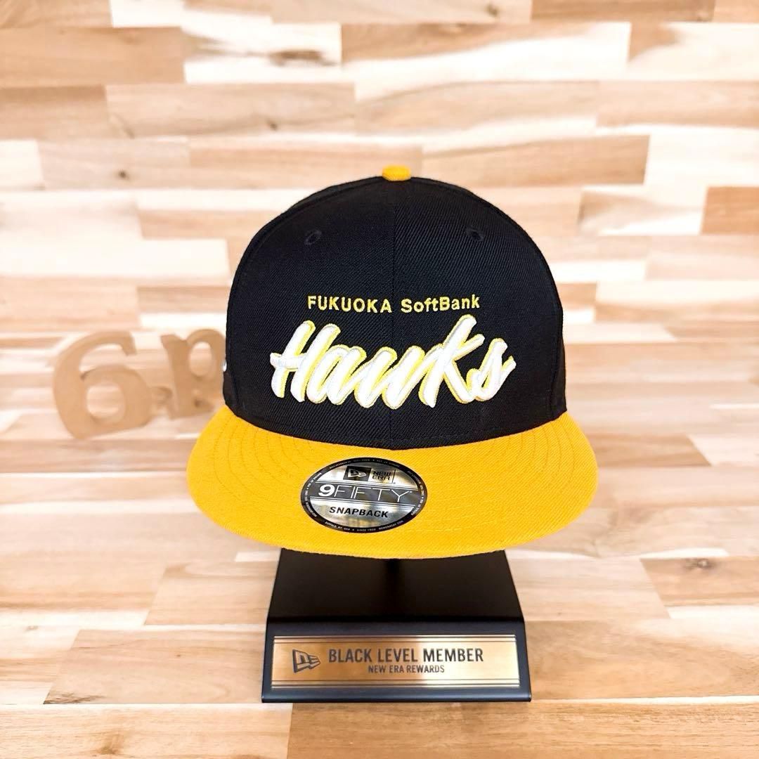 ニューエラ×ソフトバンクホークス 立体3D刺繍 キャップ プロ野球 黒×黄