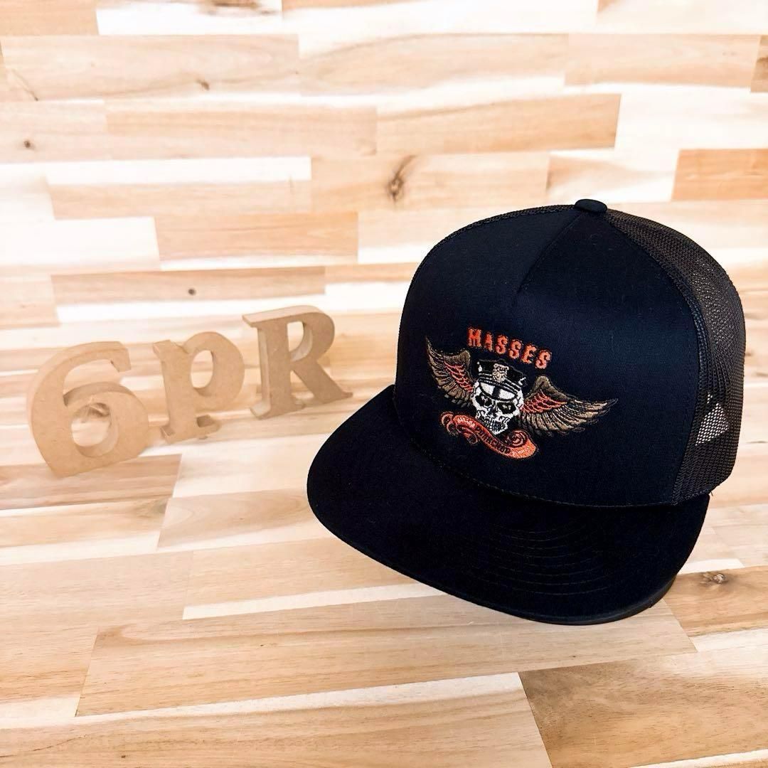 マシス×ポークチョップ コラボ メッシュキャップ アメリカン 黒