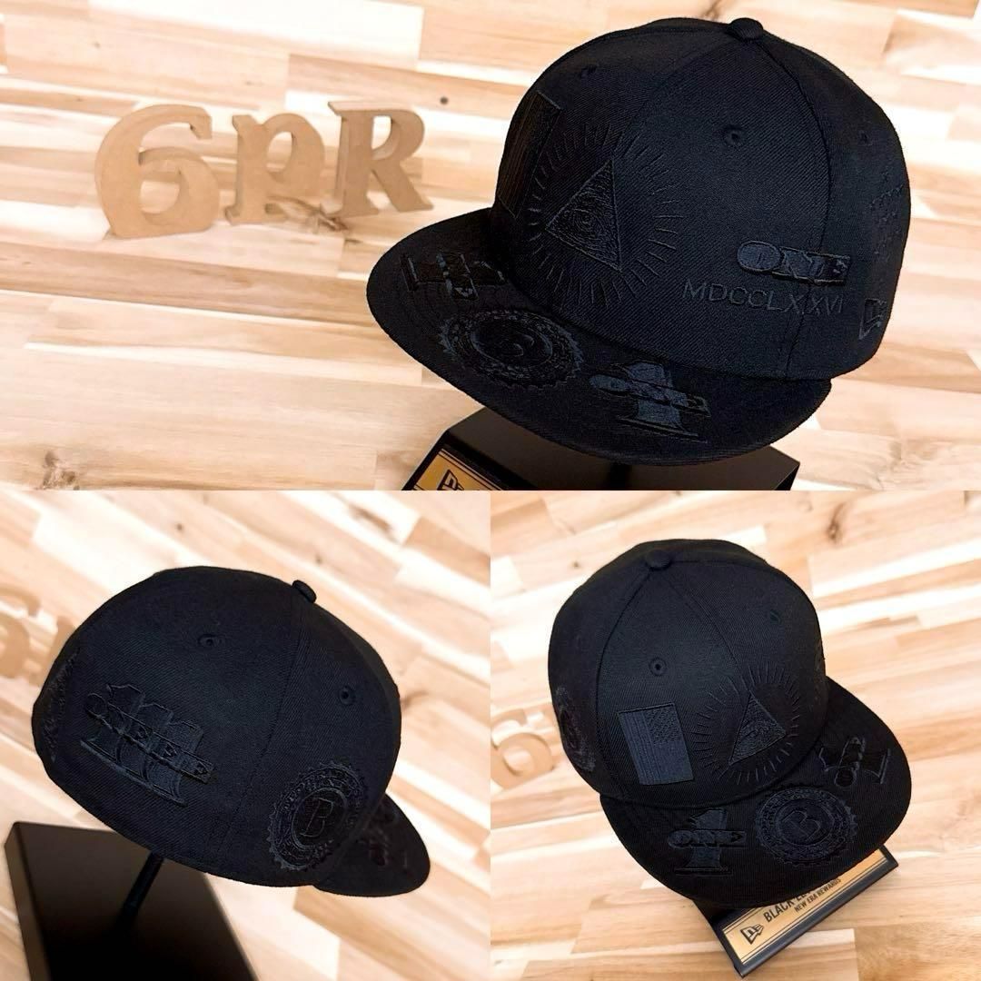 ニューエラ ダラー フリーメイソン マルチロゴ キャップ オールブラック黒