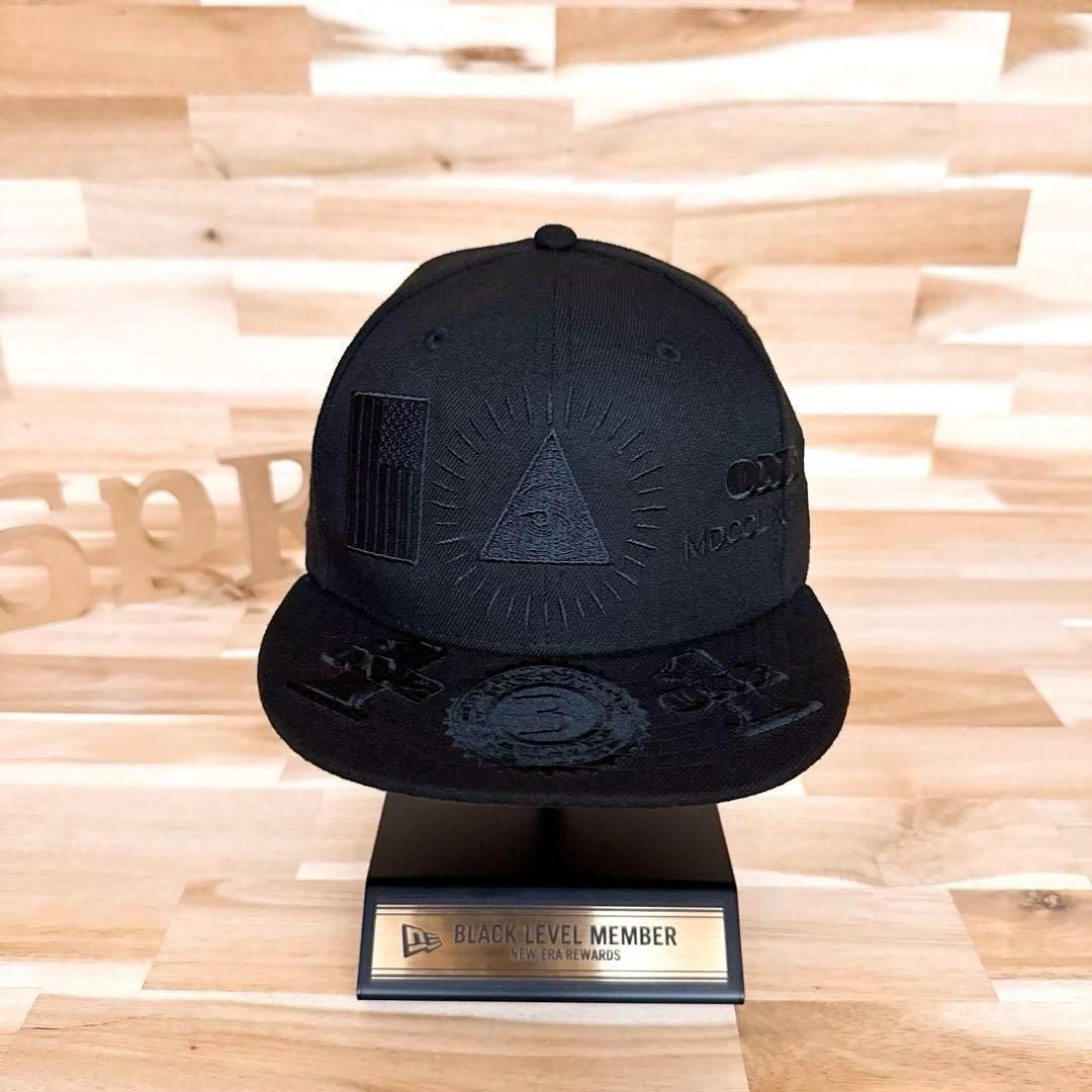 ニューエラ ダラー フリーメイソン マルチロゴ キャップ オールブラック黒