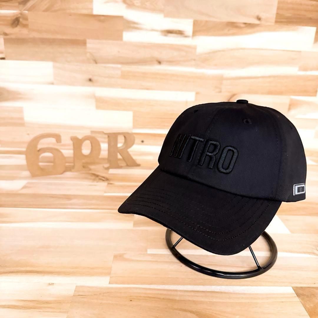 激 ナイトロゲン ブラック立体3D刺繍ロゴ キャップ ストライプ ジム黒×赤