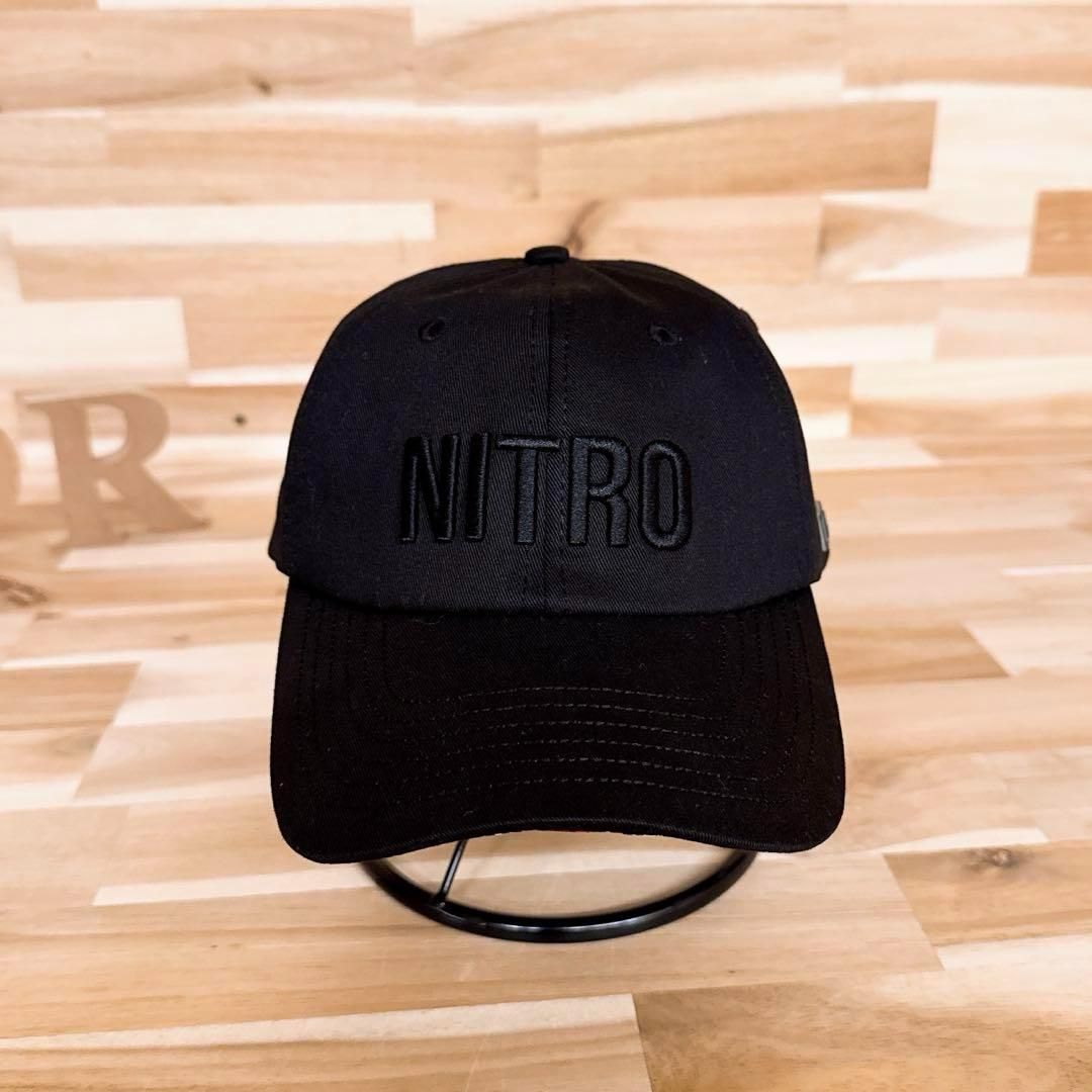 激 ナイトロゲン ブラック立体3D刺繍ロゴ キャップ ストライプ ジム黒×赤