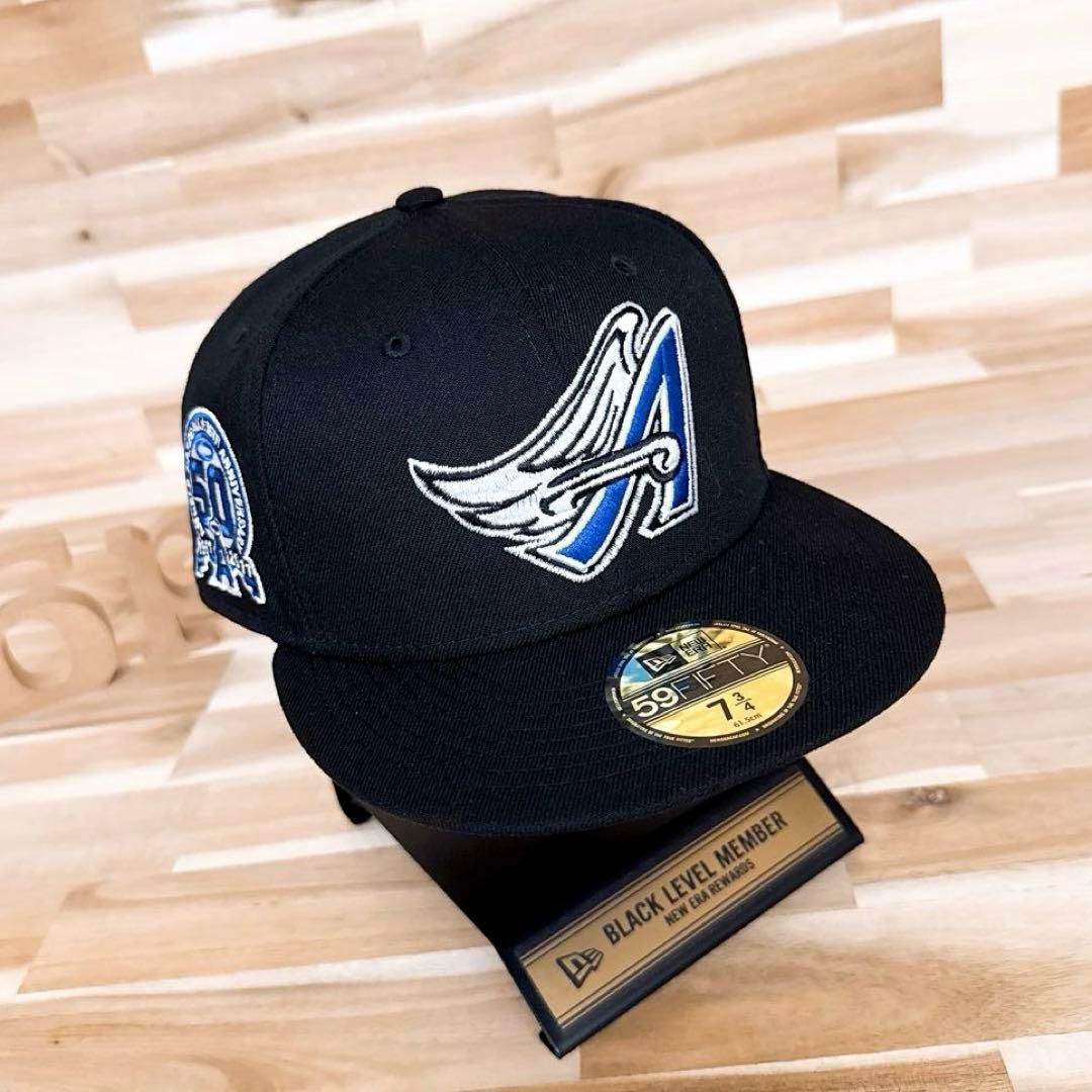 ニューエラ×エンゼルス 50周年 記念 パッチ キャップ黒×青ブルー