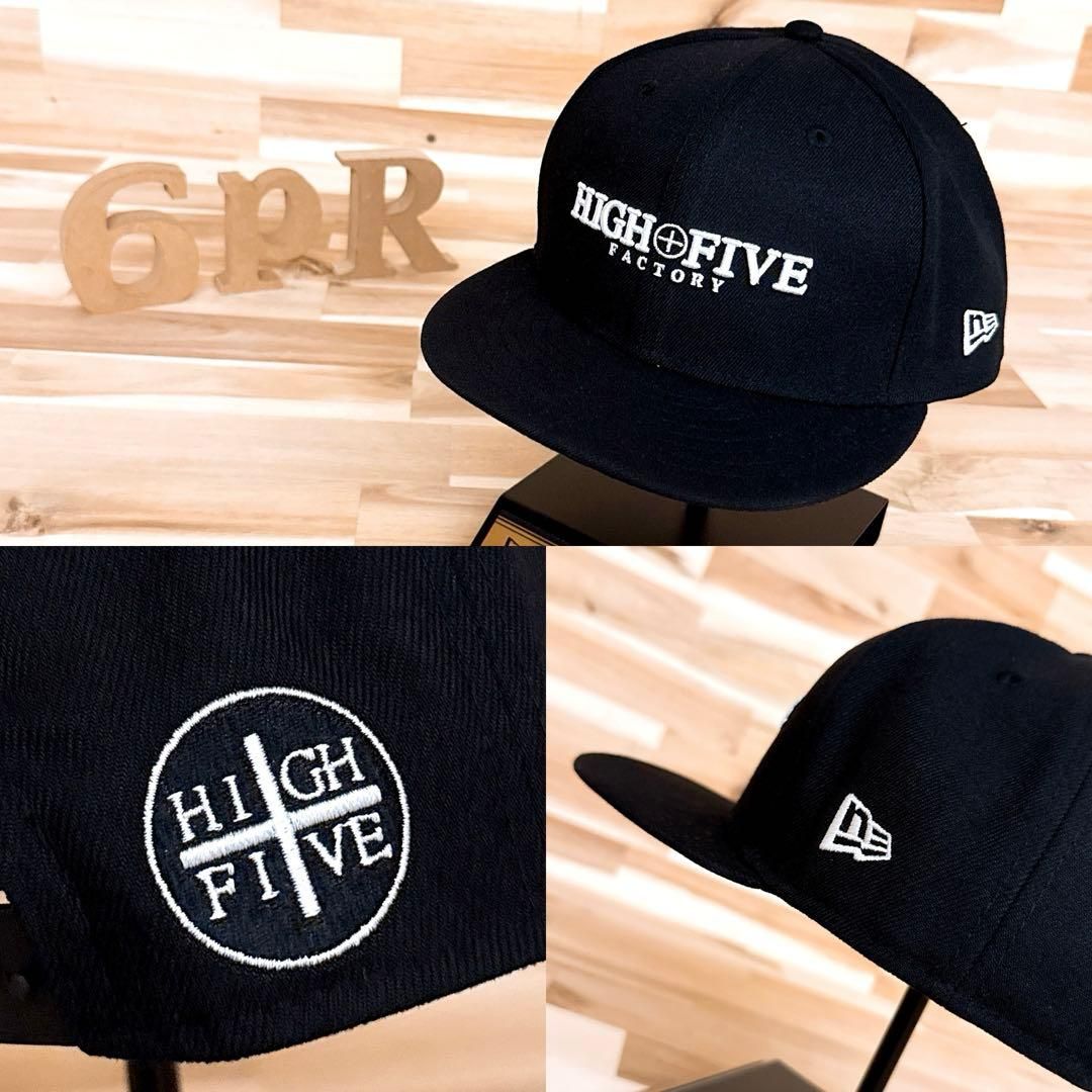 ニューエラ×ハイファイブ コラボ 立体3D刺繍 キャップ 黒×白