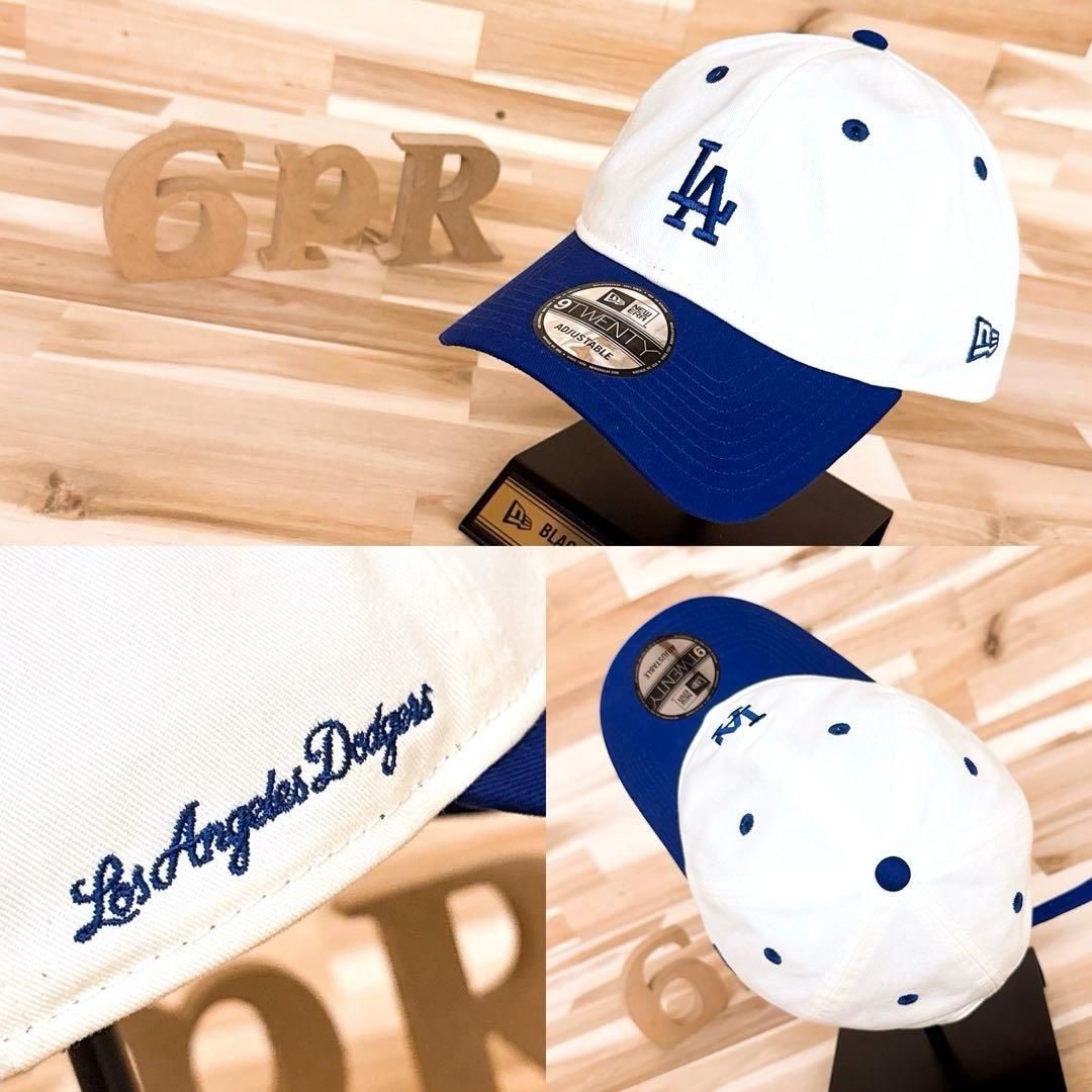 ニューエラ×ドジャース サイド 筆記体 ロゴ LAキャップ ツートーン 白×青