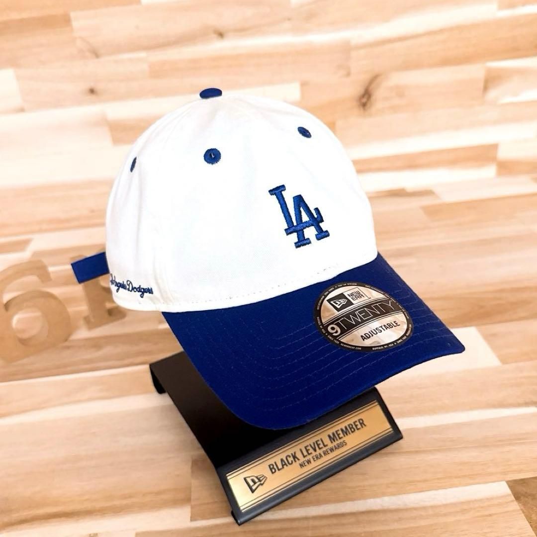 ニューエラ×ドジャース サイド 筆記体 ロゴ LAキャップ ツートーン 白×青