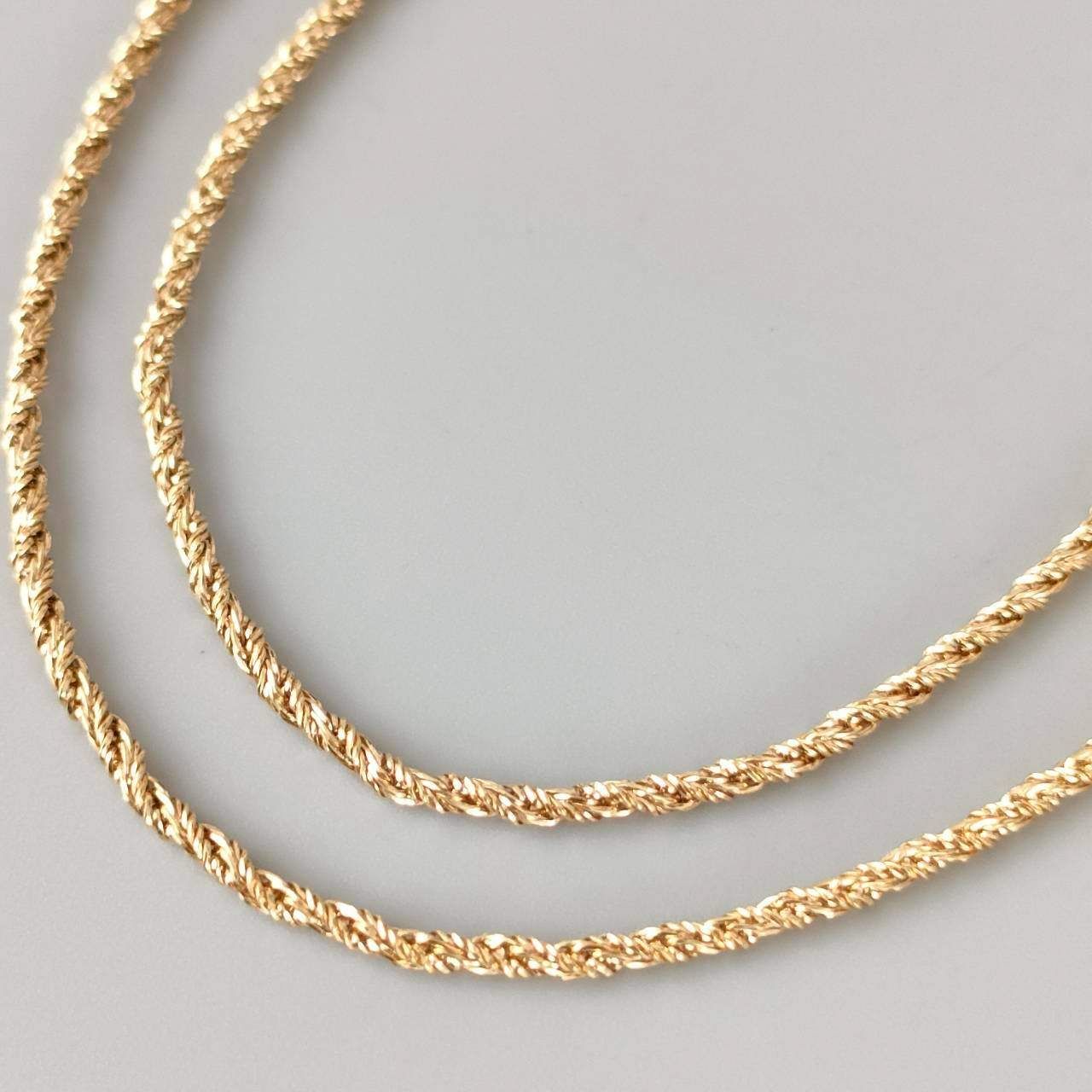 18金 K18 男女兼用 2連編込みネックレス 5.76g 45.5㎝ D580