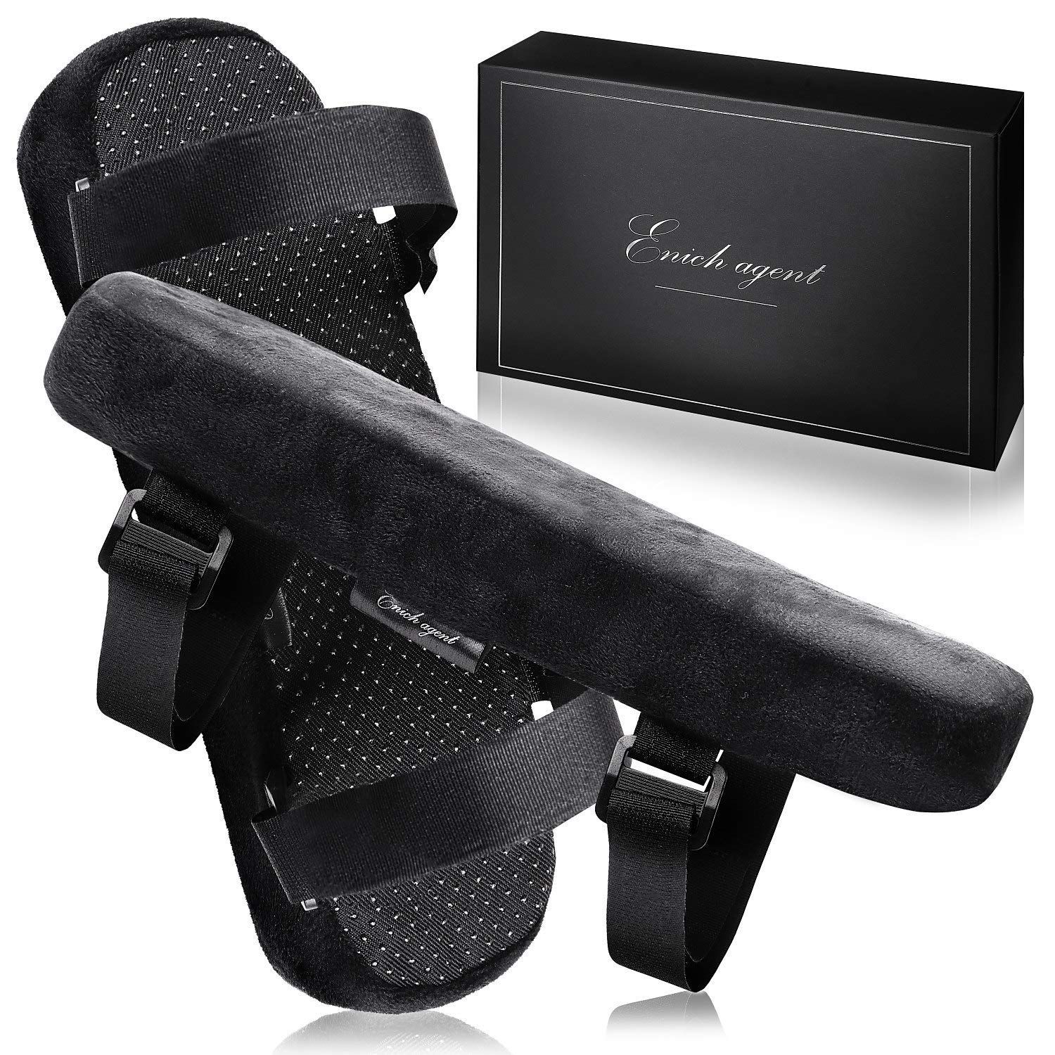 【数量限定】agent ひじ置きクッション 両肘セット 低反発 ひじかけ 【ビジネス大賞】Enich アームレスト 椅子 日本語説明書付 ブラック (ブラック M：254×75×30mm)