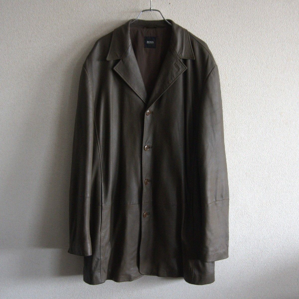 ビッグサイズ BOSS HUGO BOSS Calf Leather Chester coat 54 カーフレザー チェスター コート ヒューゴボス s2511064