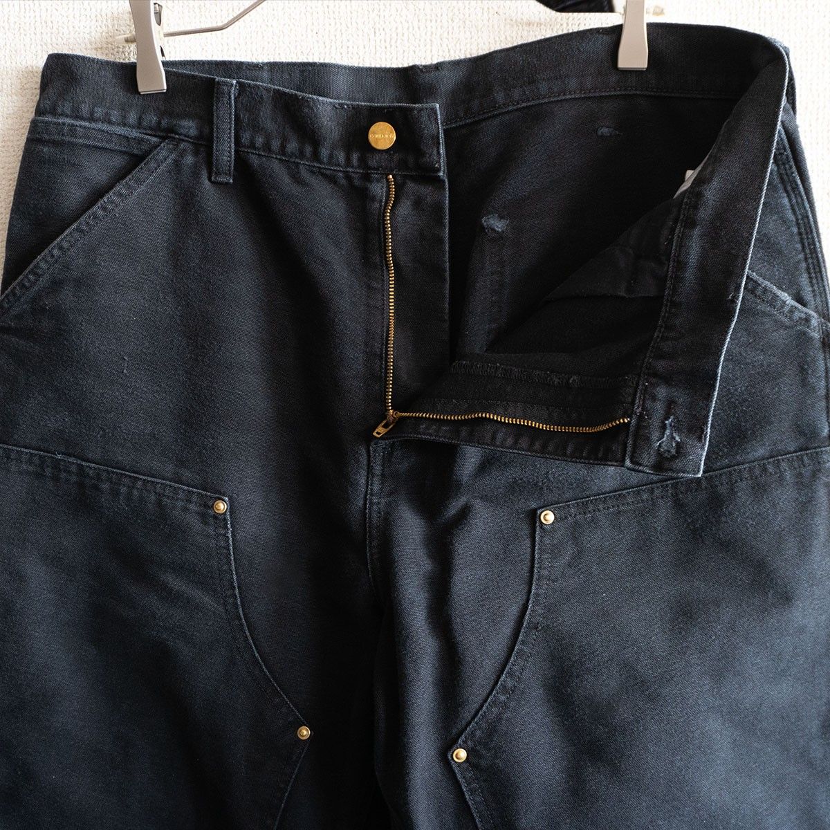 雰囲気抜群】Carhartt【ダブルニー ペインターパンツ】34×32 ブラック
