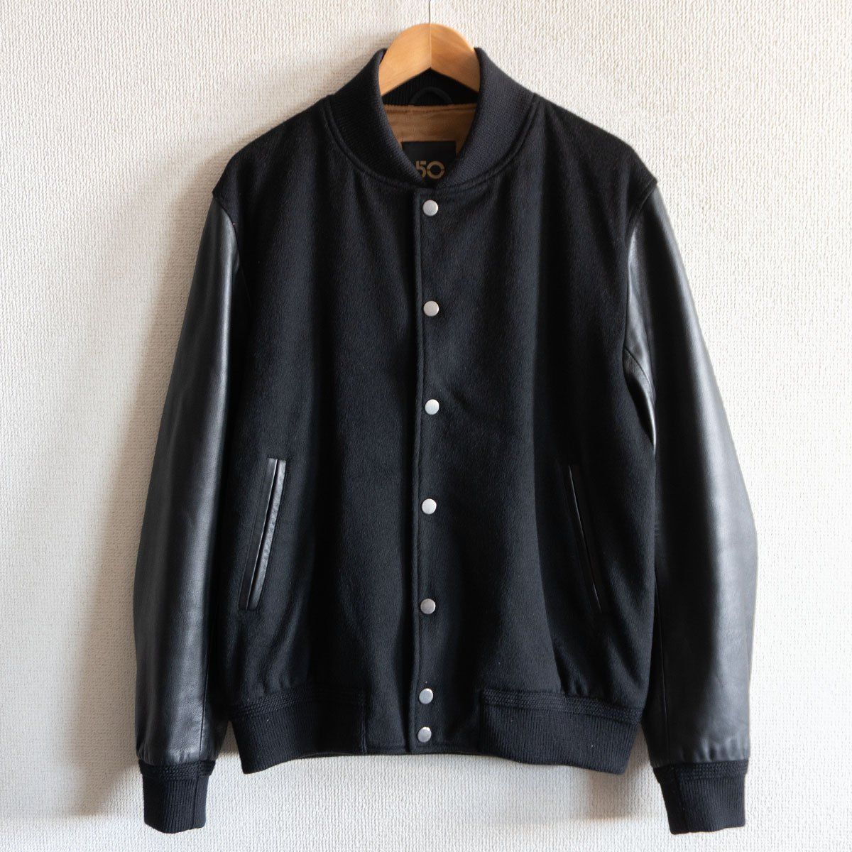 BEAMS F 別注 ビッグサイズ CINQUANTA コンビレザー スタジャン 50 ブラック レザー ジャケット チンクアンタ ビームス 25110520