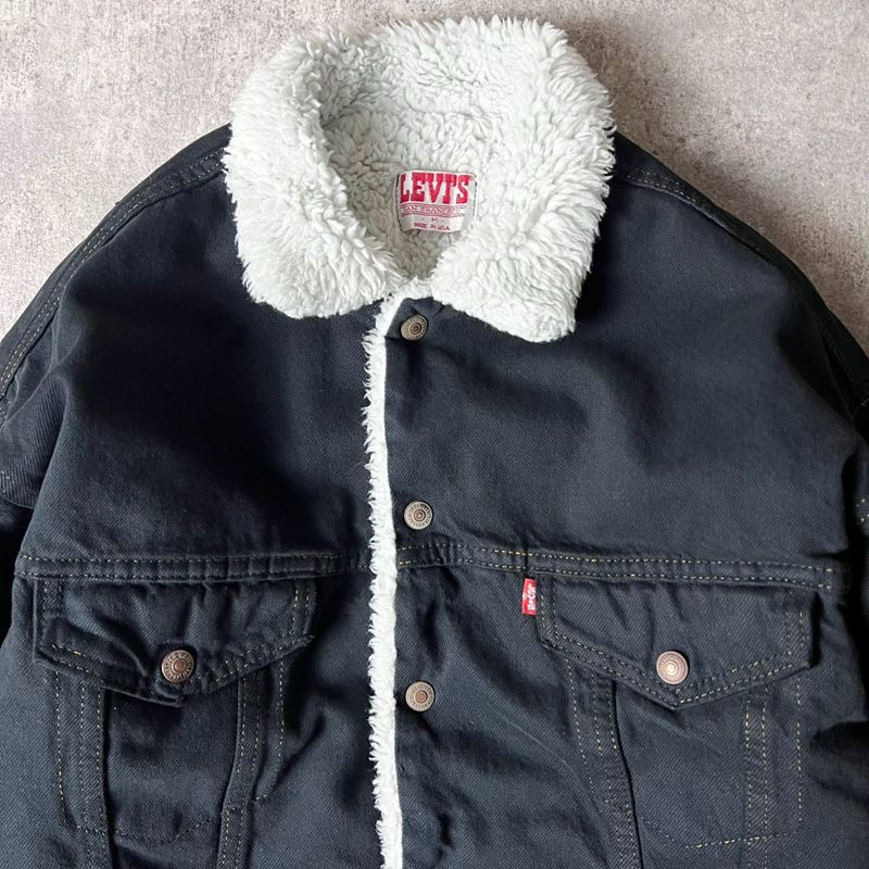 80s Levis 70609 ブラック デニム ボア ジャケット M 80年代 アメリカ製 ビンテージ リーバイス ジージャン 黒