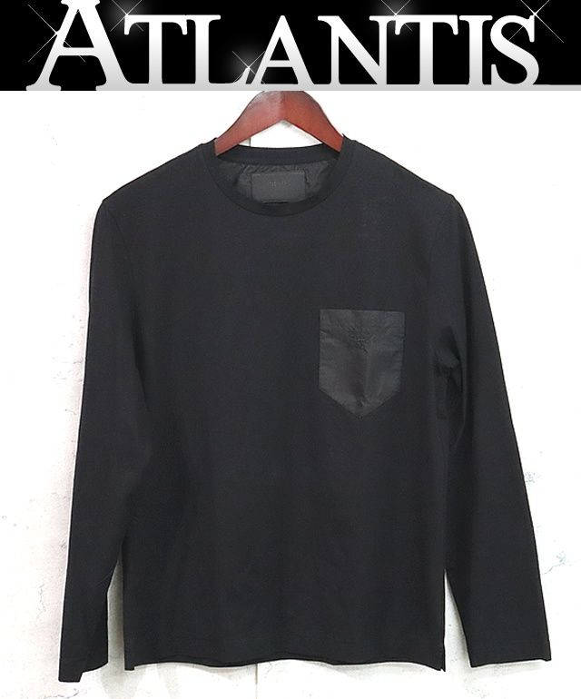 プラダ PRADA ナイロンポケット 長袖 ロンT メンズ 黒 17587