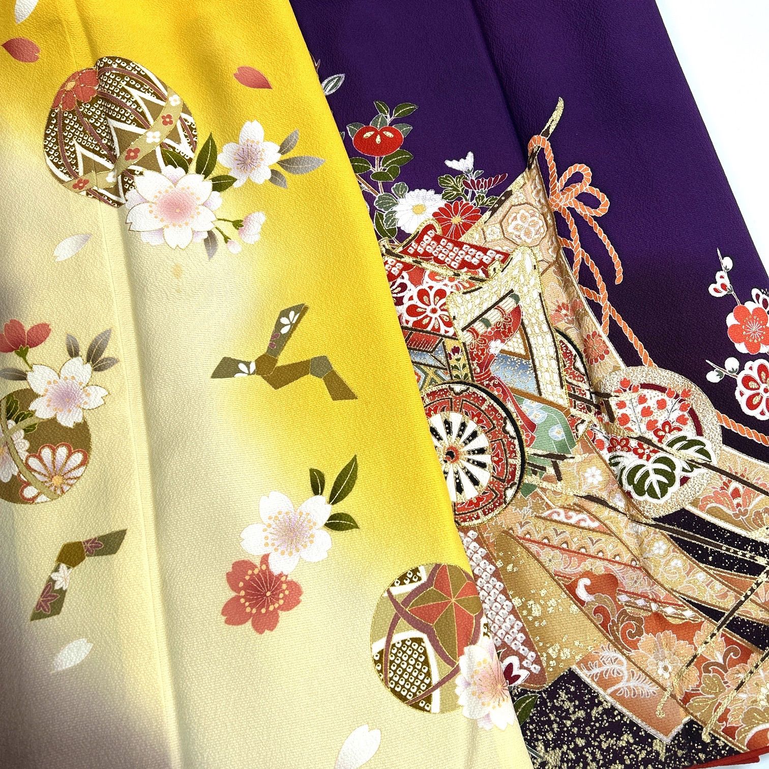 振袖 長襦袢セット 2組 正絹 着物まとめ売り 同梱購入歓迎 リメイク用